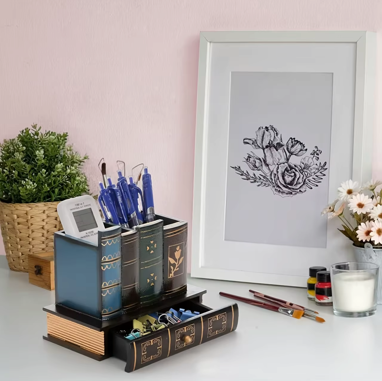 Desk Organizer - Organizer na biurko w kształcie książek z szufladką